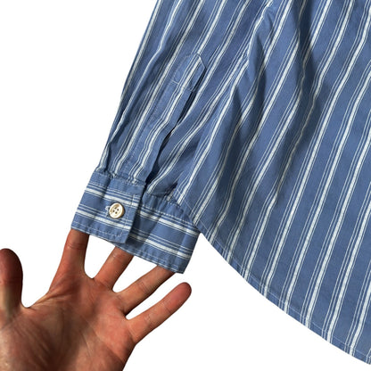 Armani Jeans 00’s Cotton Striped Shirt L | Large, Blue