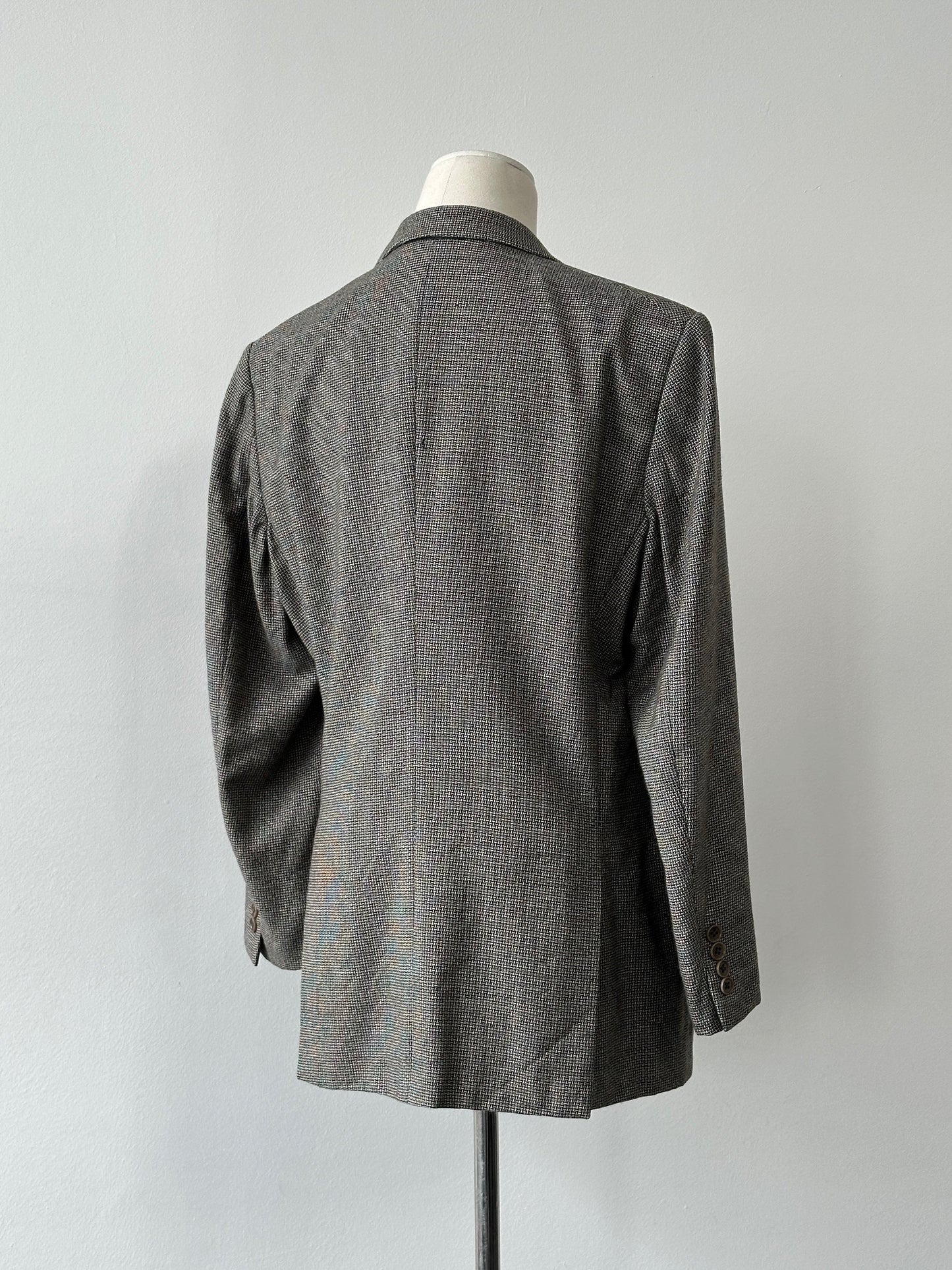 Armani Collezioni 1990s Wool Check Single Breasted Blazer - M