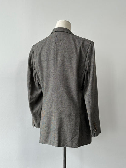 Armani Collezioni 1990s Wool Check Single Breasted Blazer - M