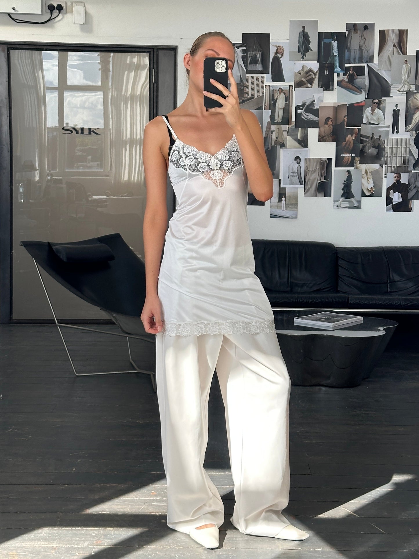 Vintage 1990s Lace Sheer Mini Slip Dress - S