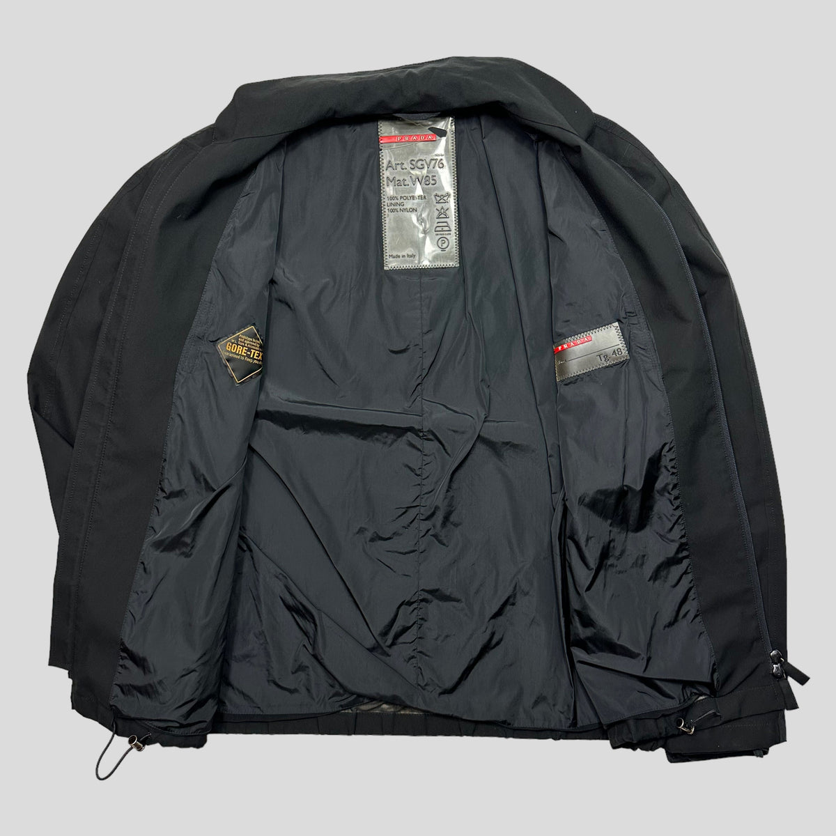 Prada Sport FW99 Prototype Goretex Mock Neck Harrington Jacket - IT48 (L) | Large, Black