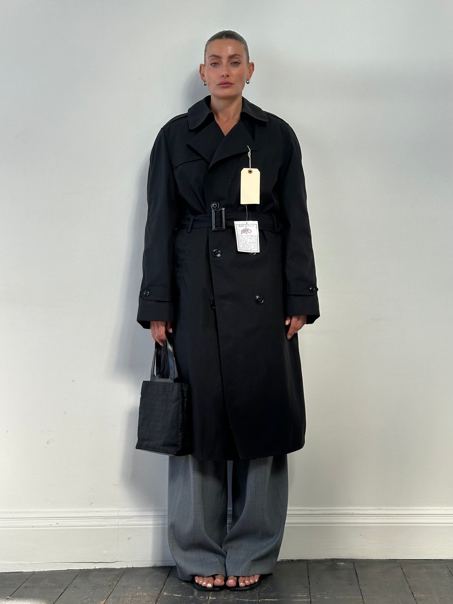 American Vintage Cotton Double Breasted Belted Trench Coat - XL