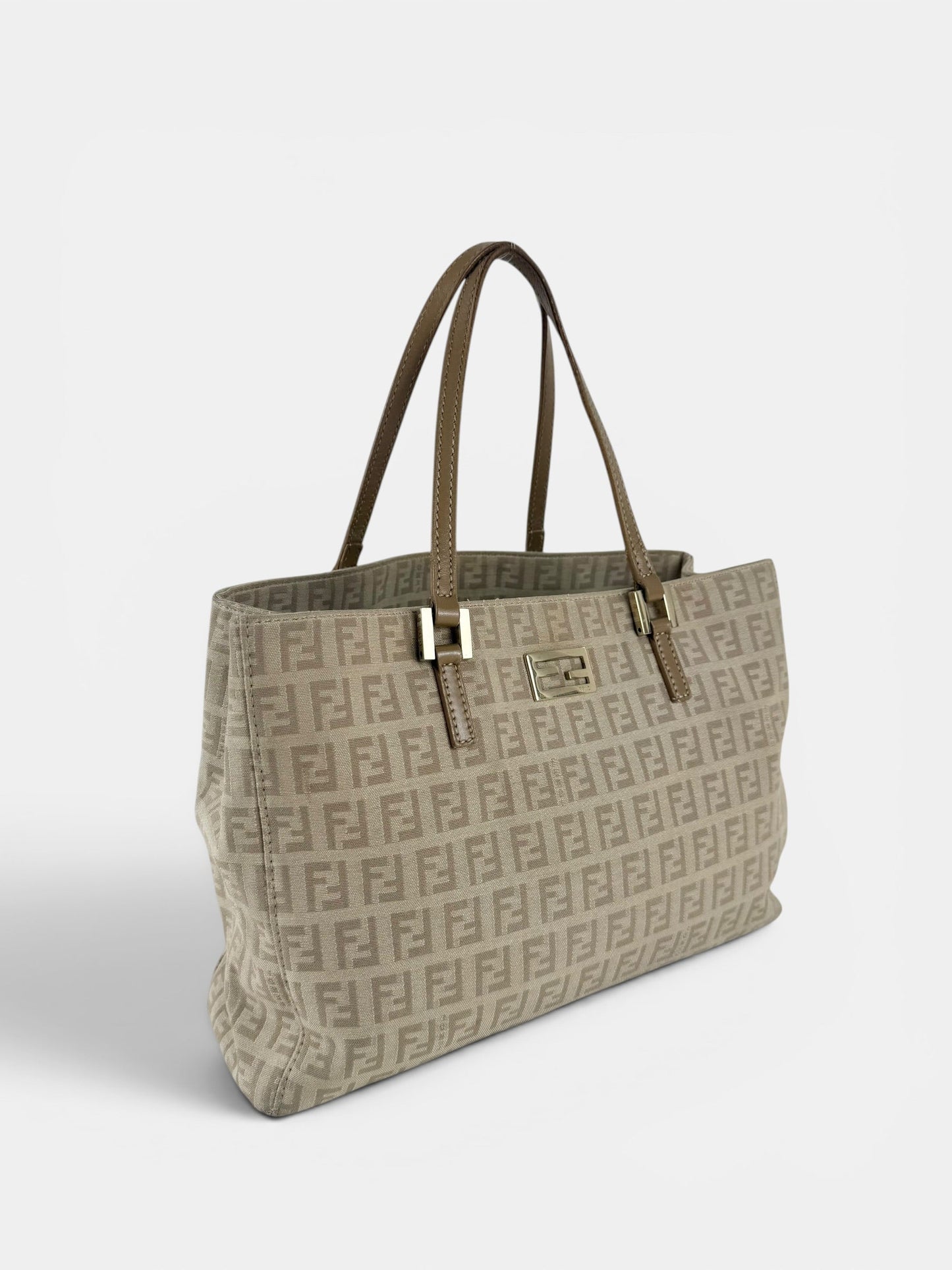 90s Fendi Zucca Beige Handbag | O/S, Multicoloured