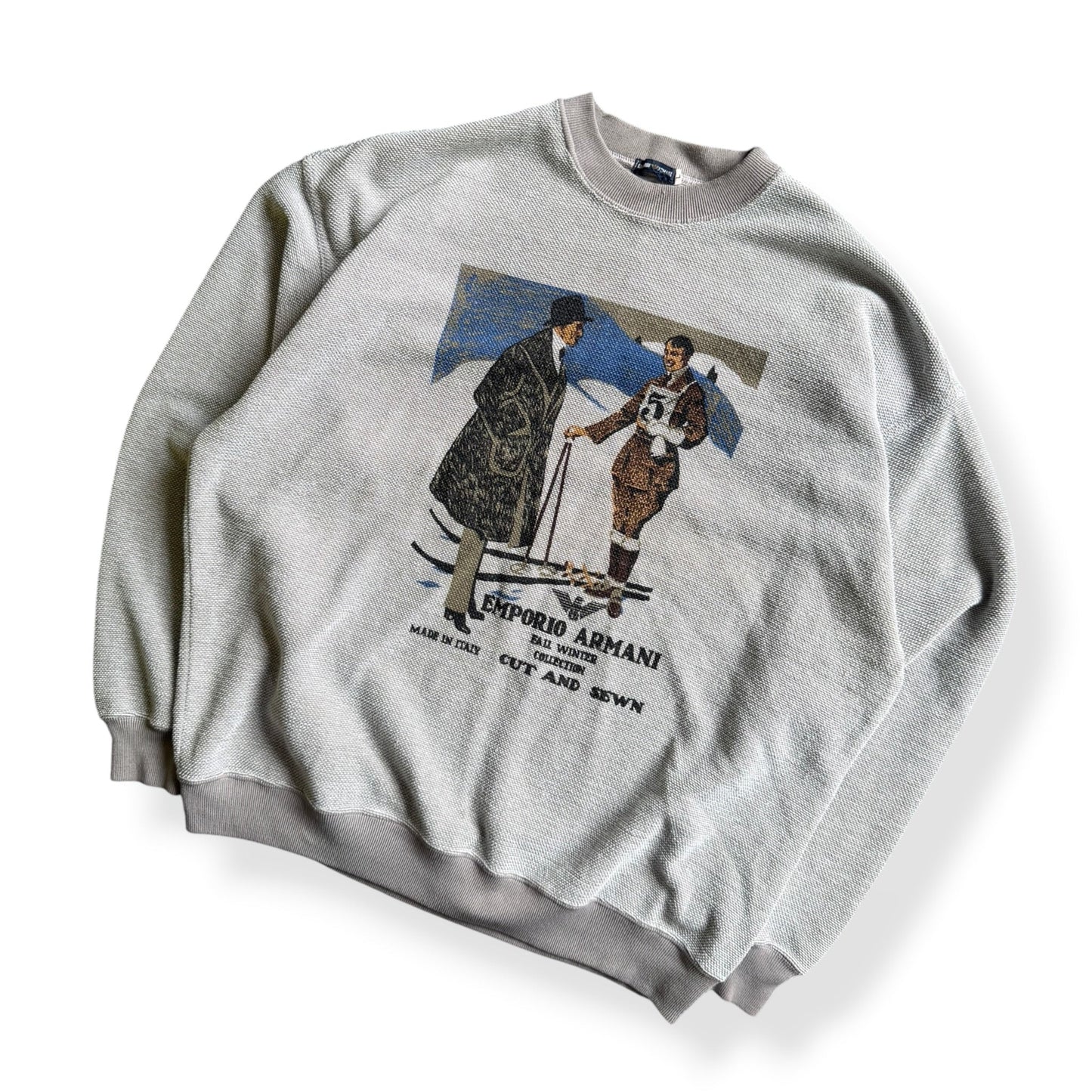 1980's Emporio Armani 'Cut & Sewn' Waffle Sweatshirt (L) | Default Title, Red