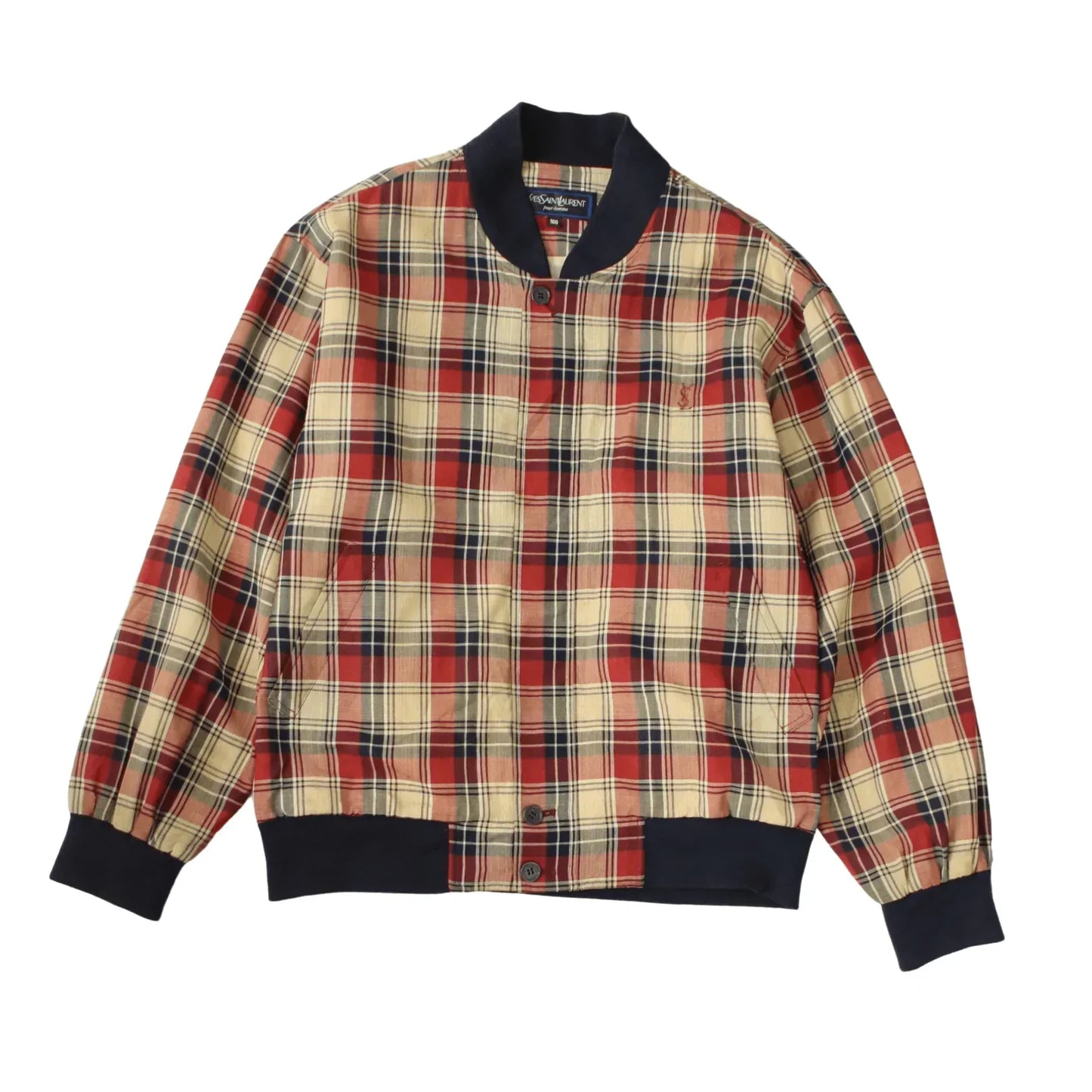 YVES SAINT LAURENT CHECK BOMBER JACKET  (L)