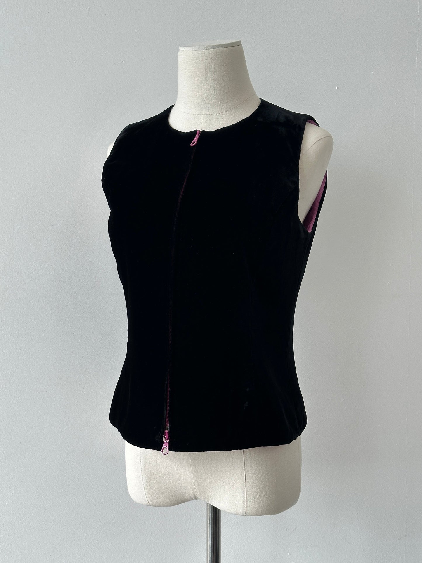 Mani 1990s Velvet Double Zip Waistcoat - S
