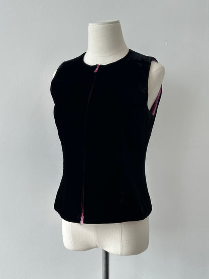 Mani 1990s Velvet Double Zip Waistcoat - S