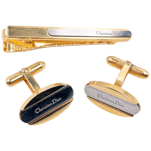 Vintage Dior Cuff Links & Tie Clip Set