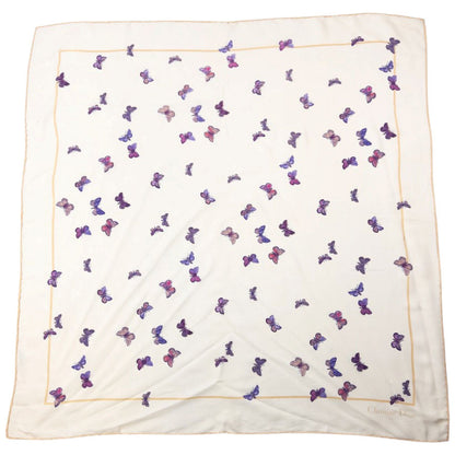 Vintage 2000s Dior Butterfly Print Silk Scarf | O/S, Cream