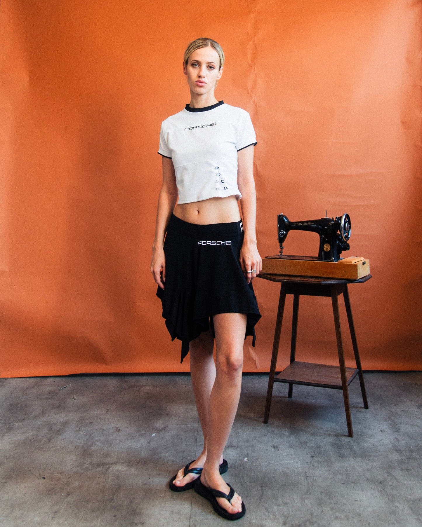 VT Rework : Porsche Button Up Cropped Tee | Small, Multicoloured