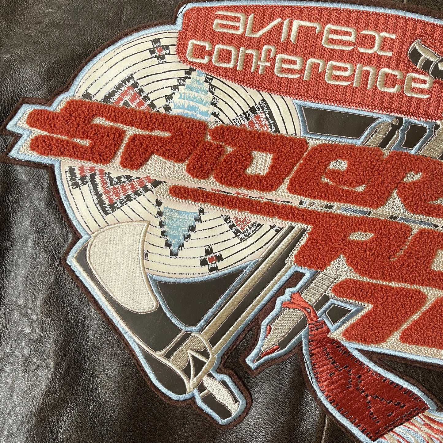 Avirex 'Spider Rock' Leather Varsity Jacket - S