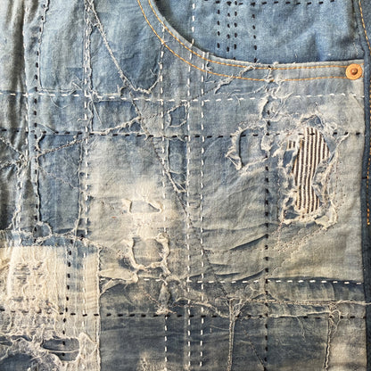 Boro Sashiko Distressed 501 Jeans - W36"
