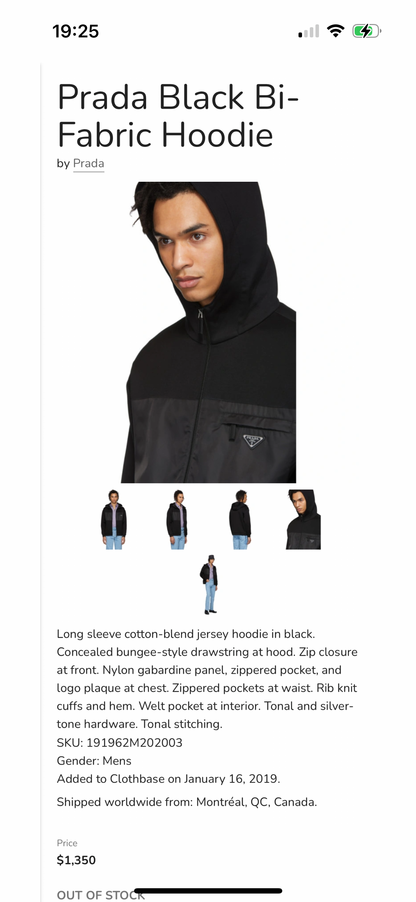 Prada Milano 2018 Nylon Panelled Techno Hoodie Jacket - L