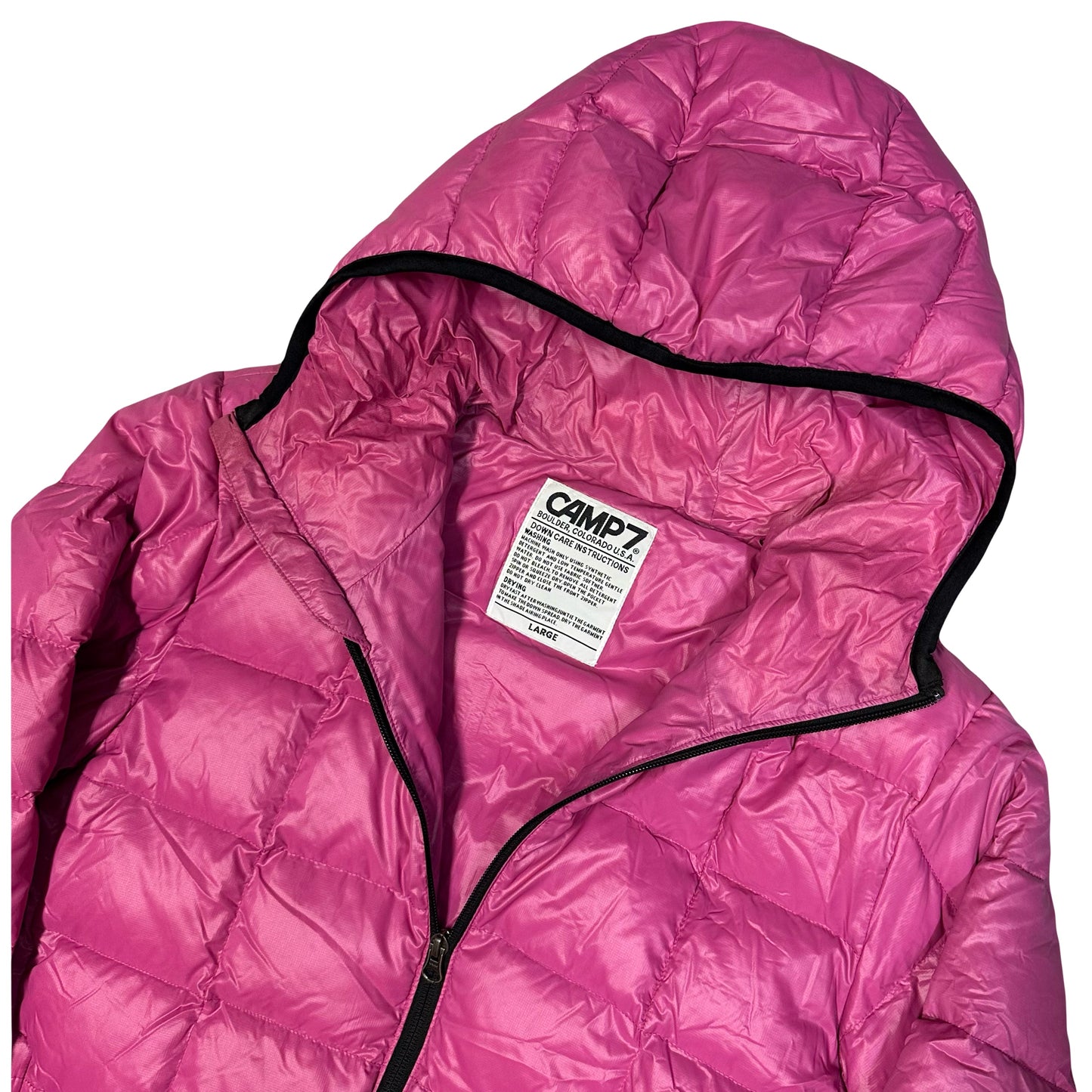 Camp 7 Square Stitch Puffer Jacket In Pink ( L )