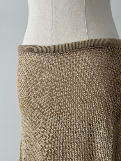 USA Vintage 1990s Open Knit Fringed Midi Skirt - W26