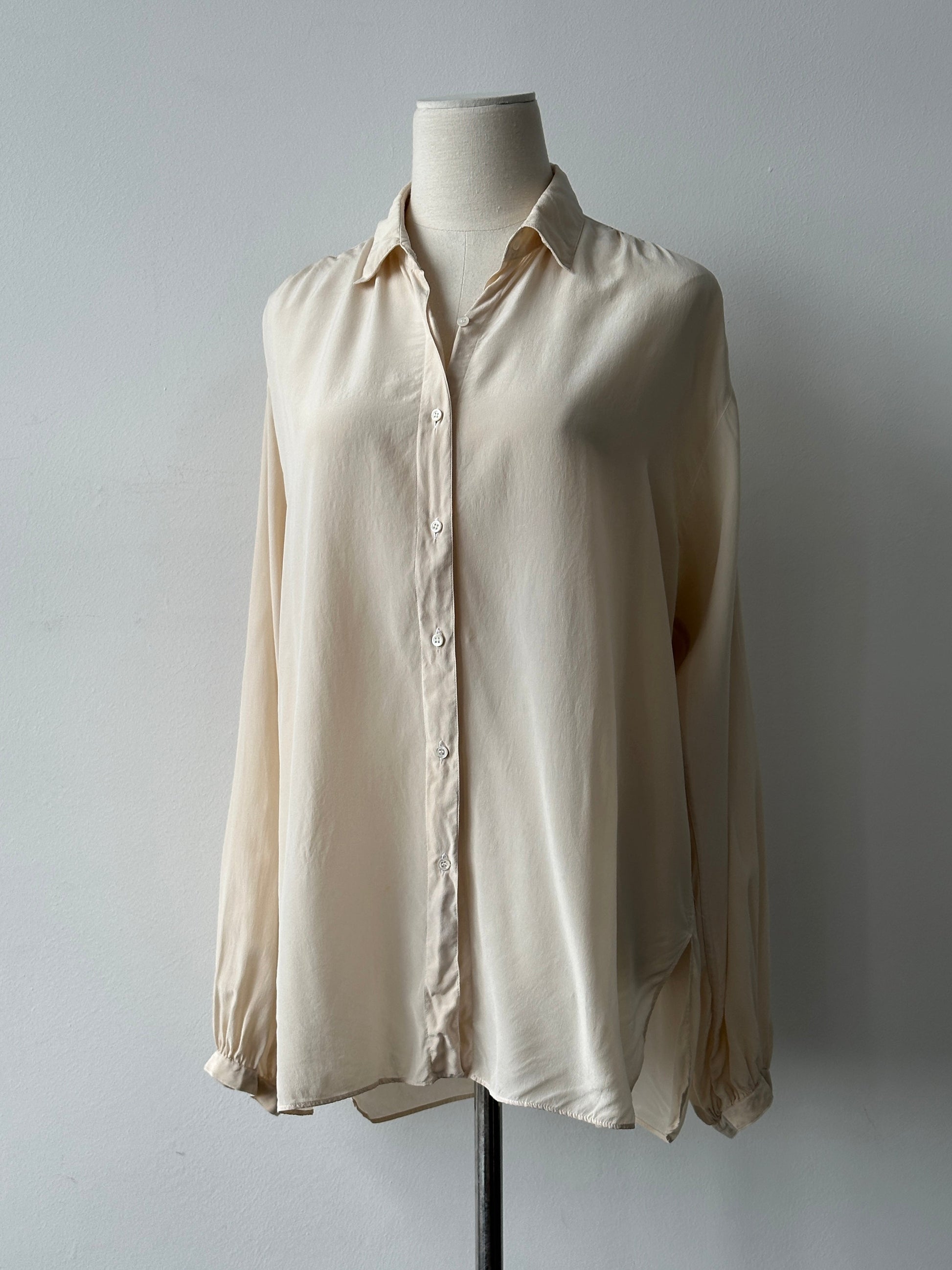 Italian Vintage 1990s Pure Silk Sheer Shirt - L