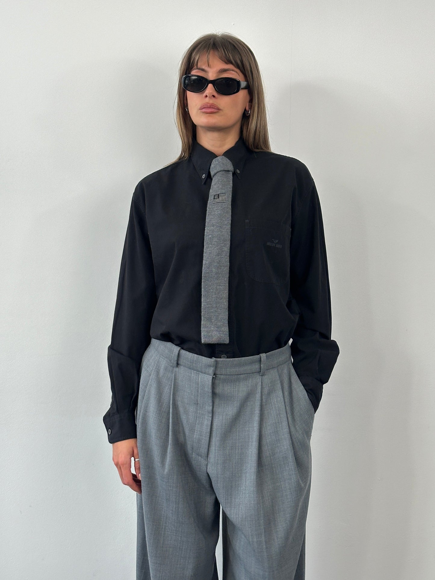 Armani Jeans 1990s Cotton Logo Shirt - L/XL