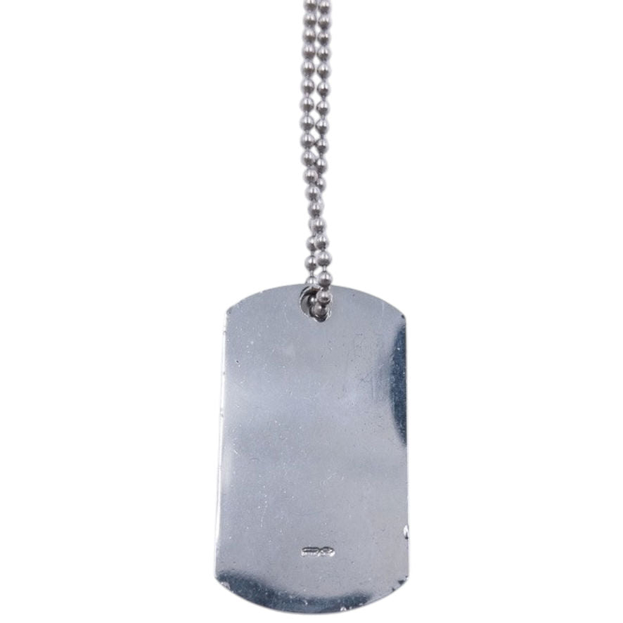 Vintage 2000s Gucci Embossed Dog Tag Necklace | O/S, Grey