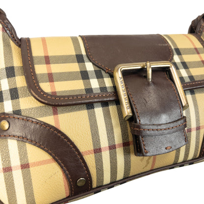 Vintage 2000s Burberry Nova Check Leather Shoulder Bag | O/S, Brown, Beige, Red, Black