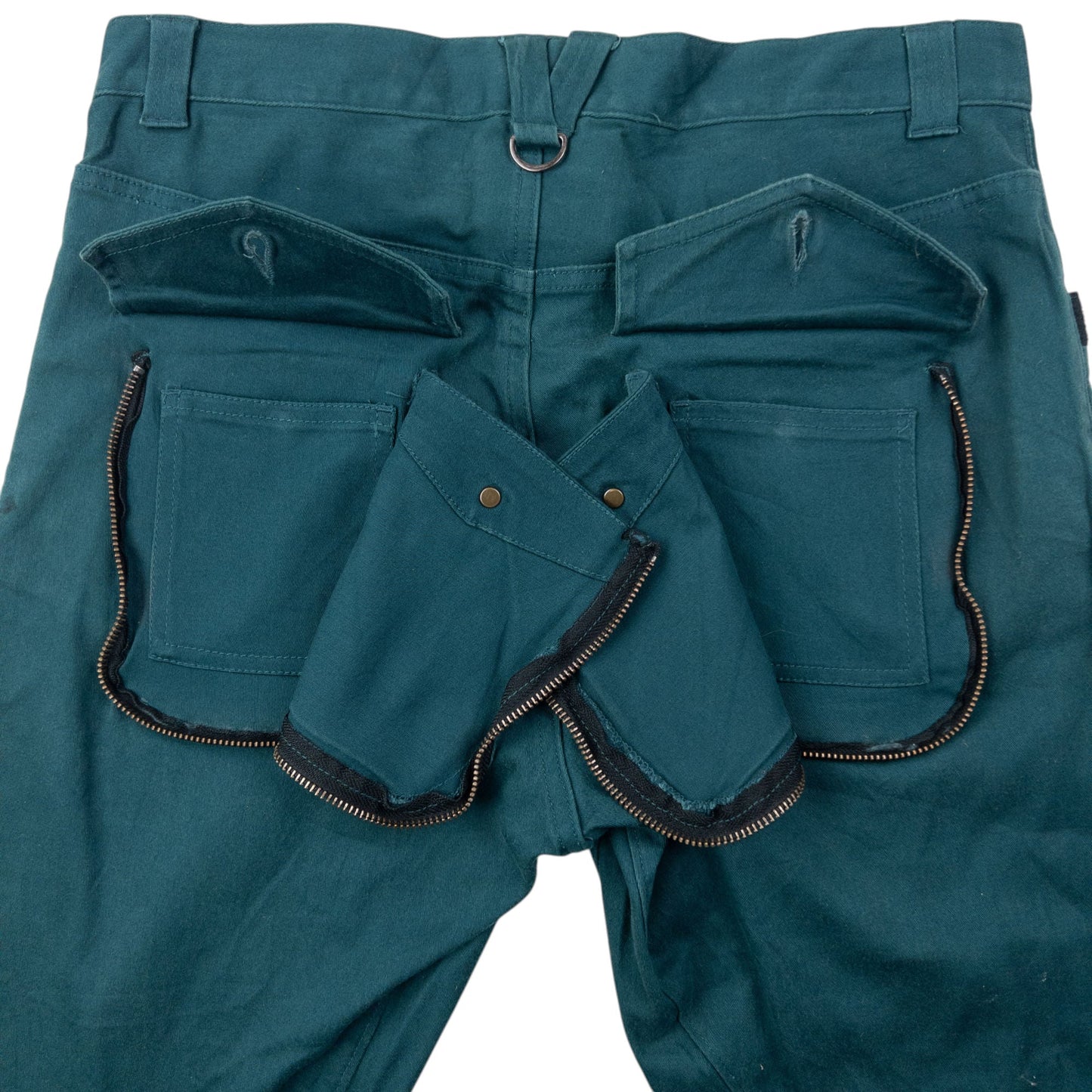 Vintage 2000s PPFM Curved Stacked Leg Cargo Trousers Size W31 | W31, Blue