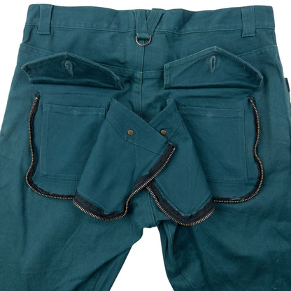 Vintage 2000s PPFM Curved Stacked Leg Cargo Trousers Size W31 | W31, Blue
