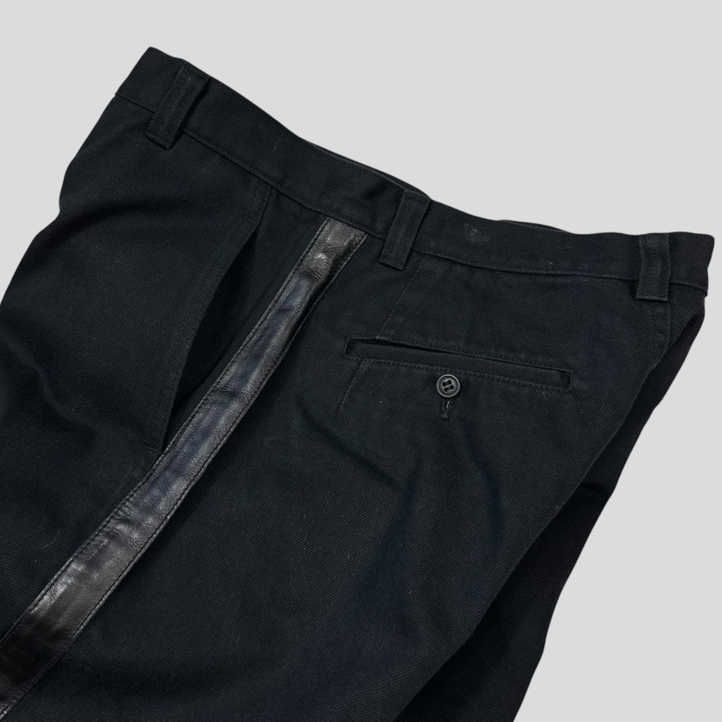 Comme Des Garçons Homme 2007 Leather Stripe Detail Jeans - S/M | Default Title, Black