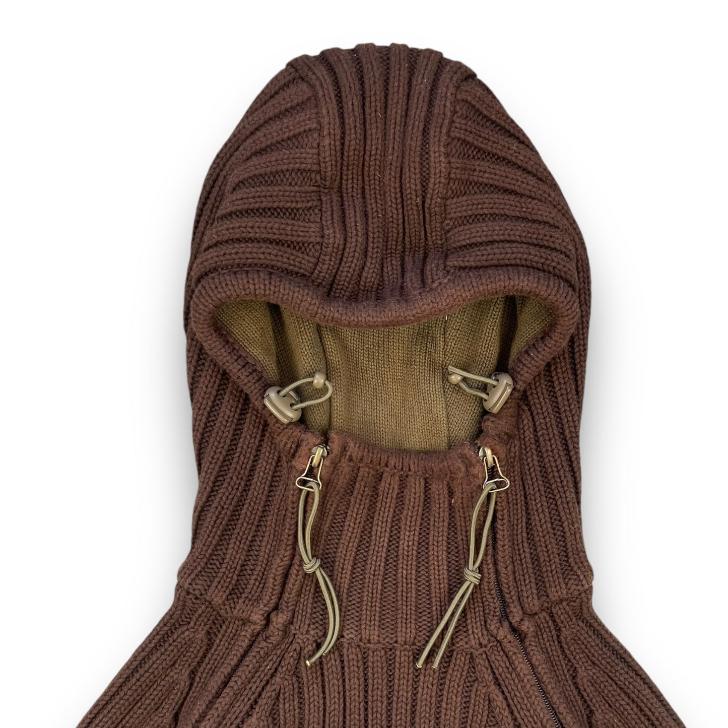 2000's Schott NYC Dual Zip Knitted Balaclava Hoodie (M) | Default Title, Brown