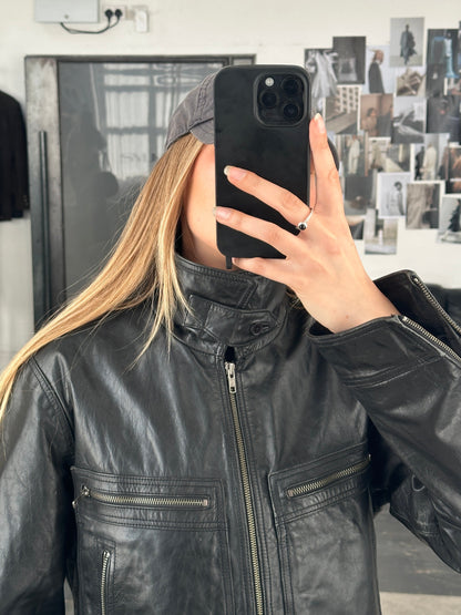 Conbipel High Neck Leather Jacket - M