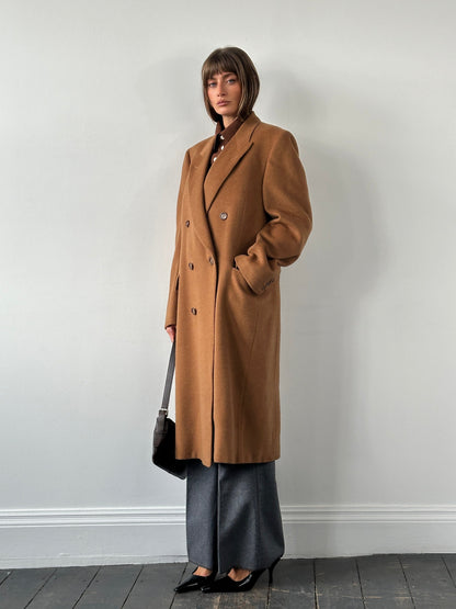 Italian Vintage 1980s Pure Cashmere Double Breasted Coat - XL