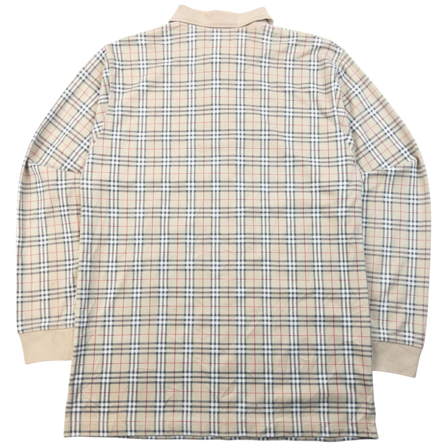 Vintage 90s Burberry Nova Check Long Sleeve Polo Shirt Size M | Medium, Multicoloured