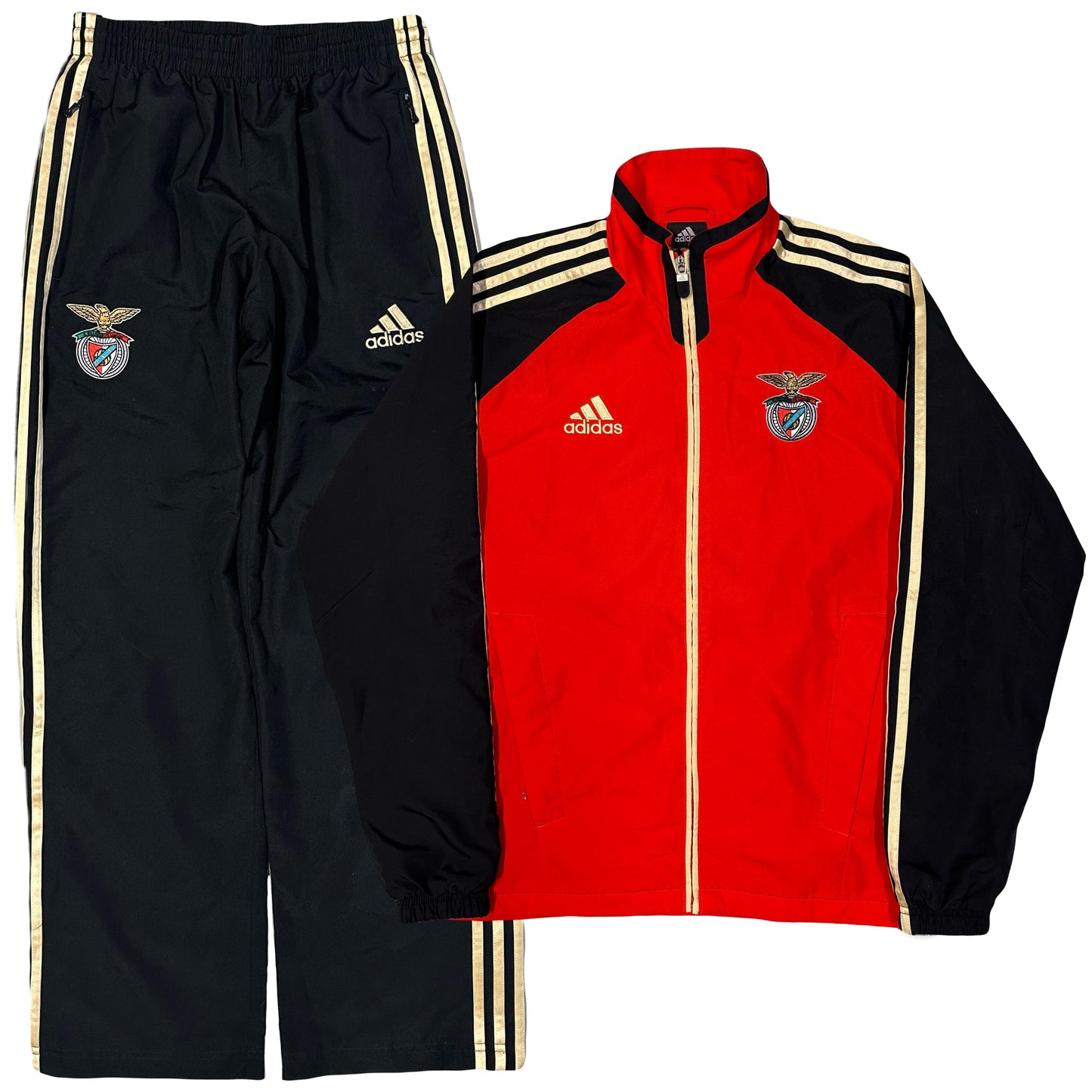 Adidas 2009/10 Benfica Tracksuit In Red & Black ( S )