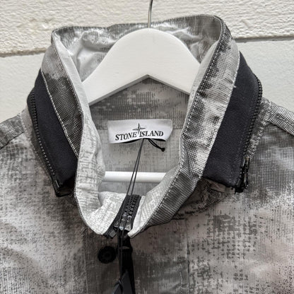 Stone Island 2024 DSM Dissolving Grid Camo Mesh reflective Nylon Parka Jacket (L) | Large, Camo