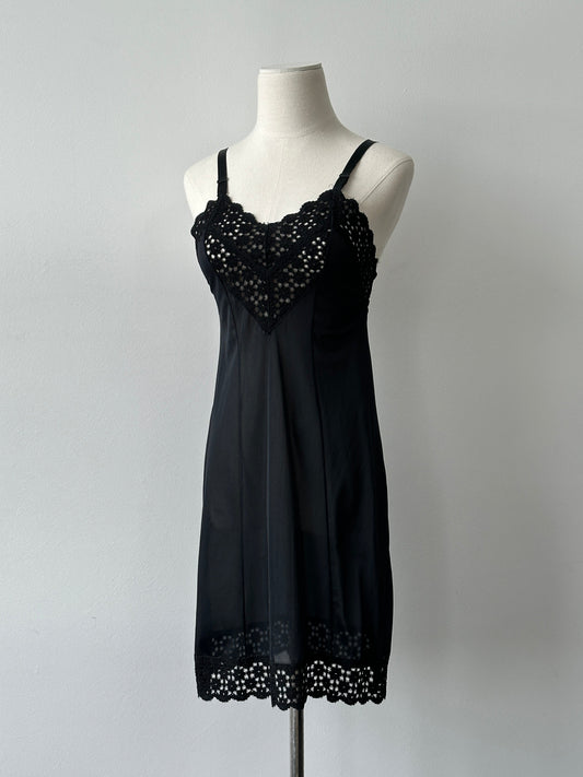 Vintage 1990s Satin Lace Mini Sheer Slip Dress - XS