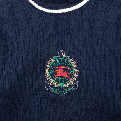 Vintage 90s Burberry Embroidered Knit Turtleneck Jumper Size XS
