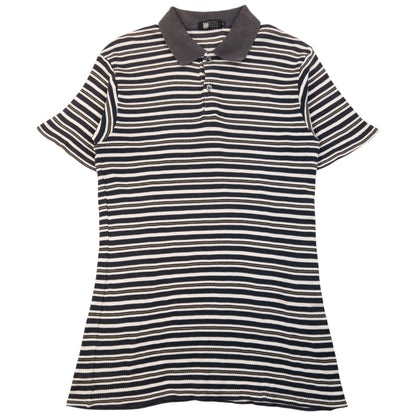 Vintage 2000s Issey Miyake Striped Polo Shirt Womens Size L | Large, Grey