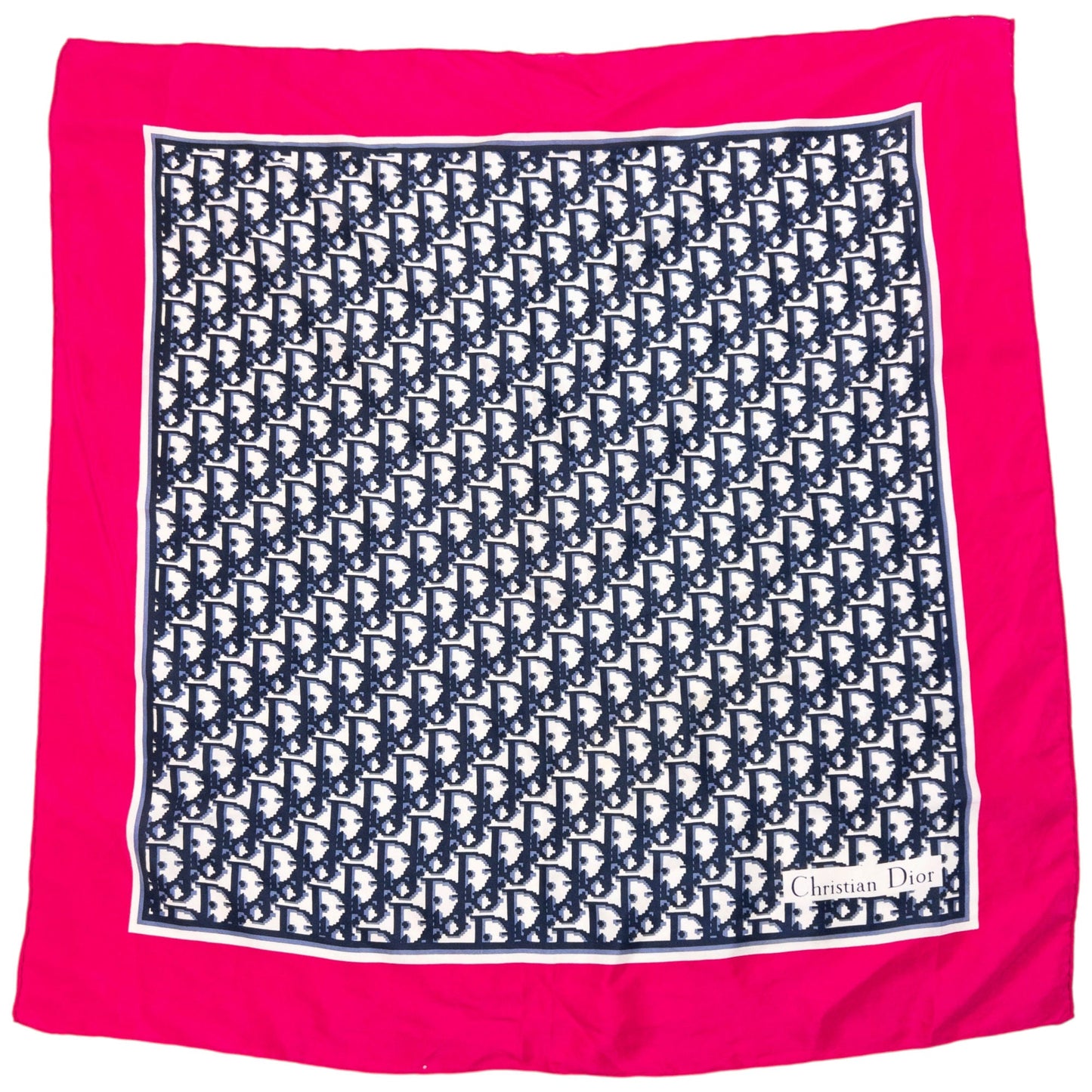 Vintage 90s Dior Monogram Pixel Silk Scarf | O/S, Navy