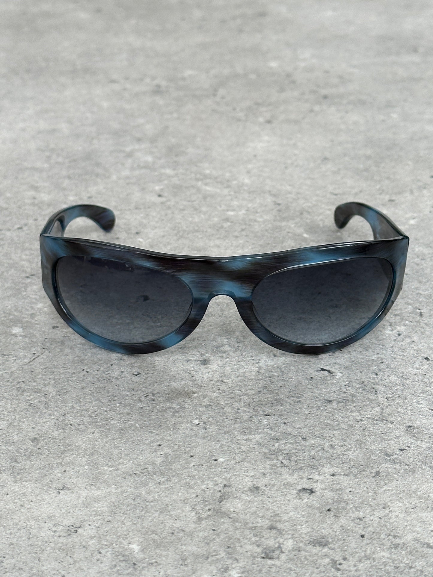 Versace Versus 2000s Marbled Wrap Shield Logo Sunglasses