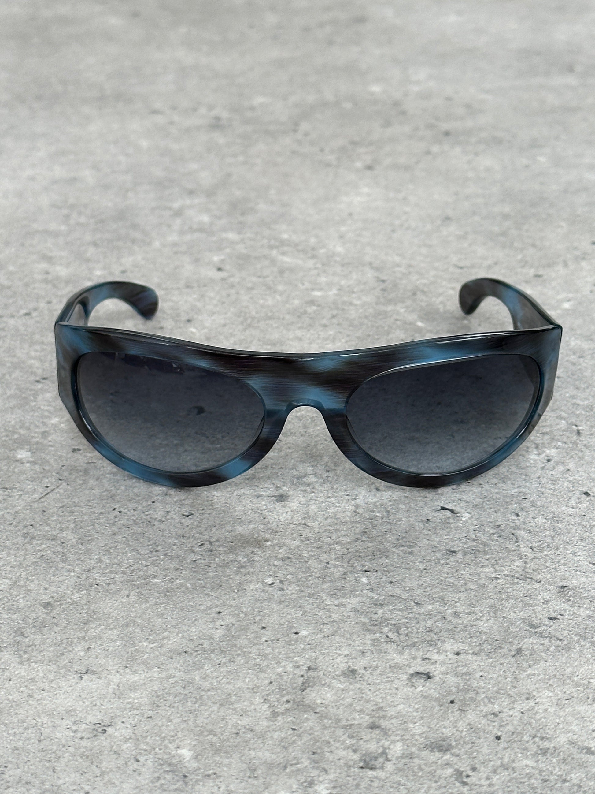 Versace Versus 2000s Marbled Wrap Shield Logo Sunglasses