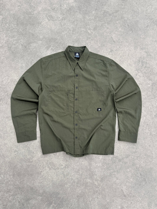 nike acg 2000s deadstock technical dri-fit ripstop shirt (s) | Default Title, Green