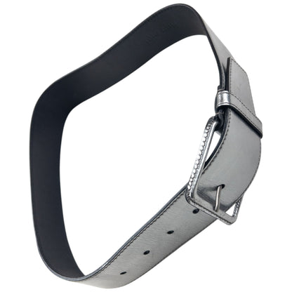 Vintage 2000s Miu Miu Metallic Leather Belt Size W26 | O/S, Grey