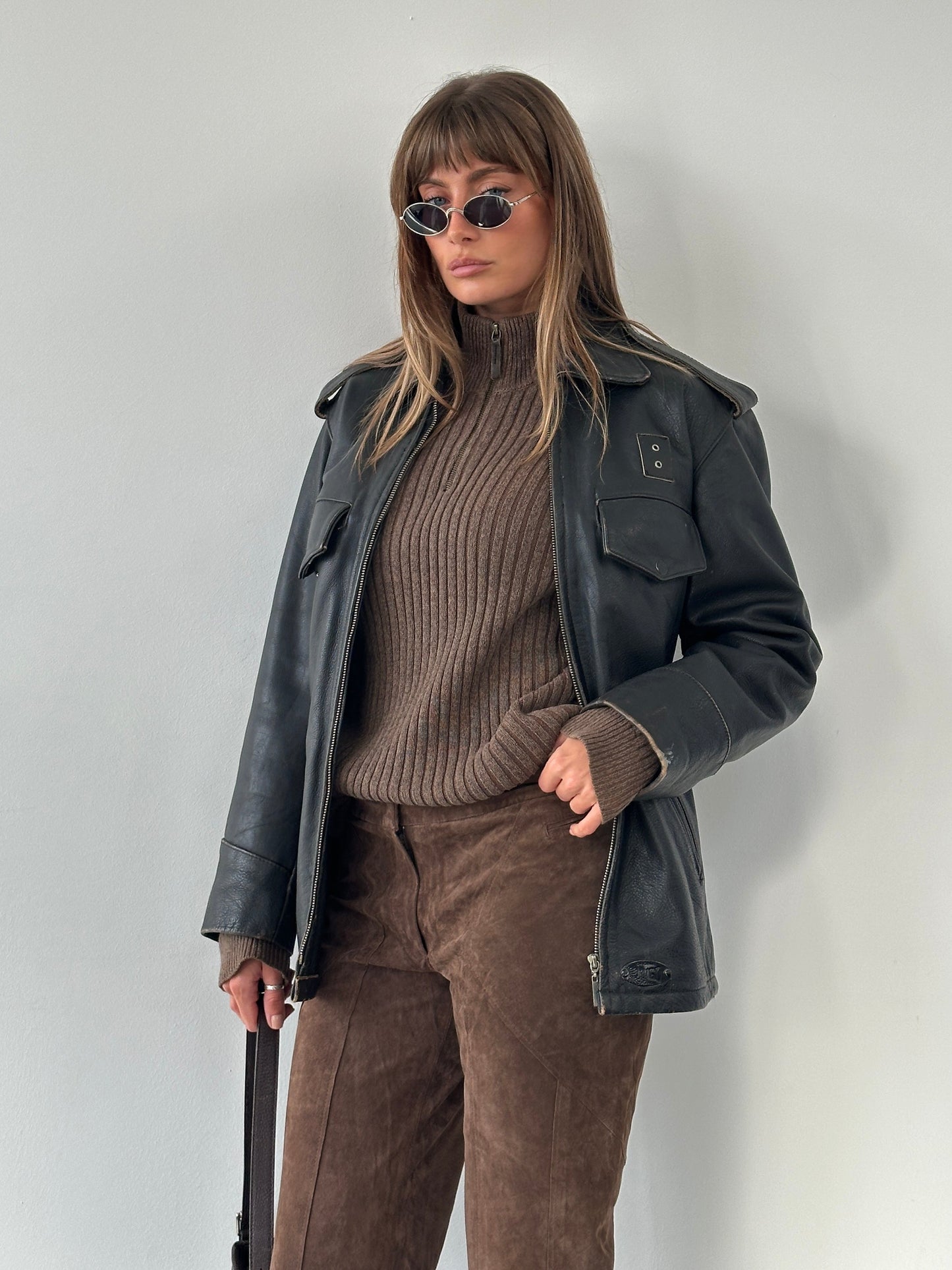 Vintage 1990s Aged Leather Jacket - M/L