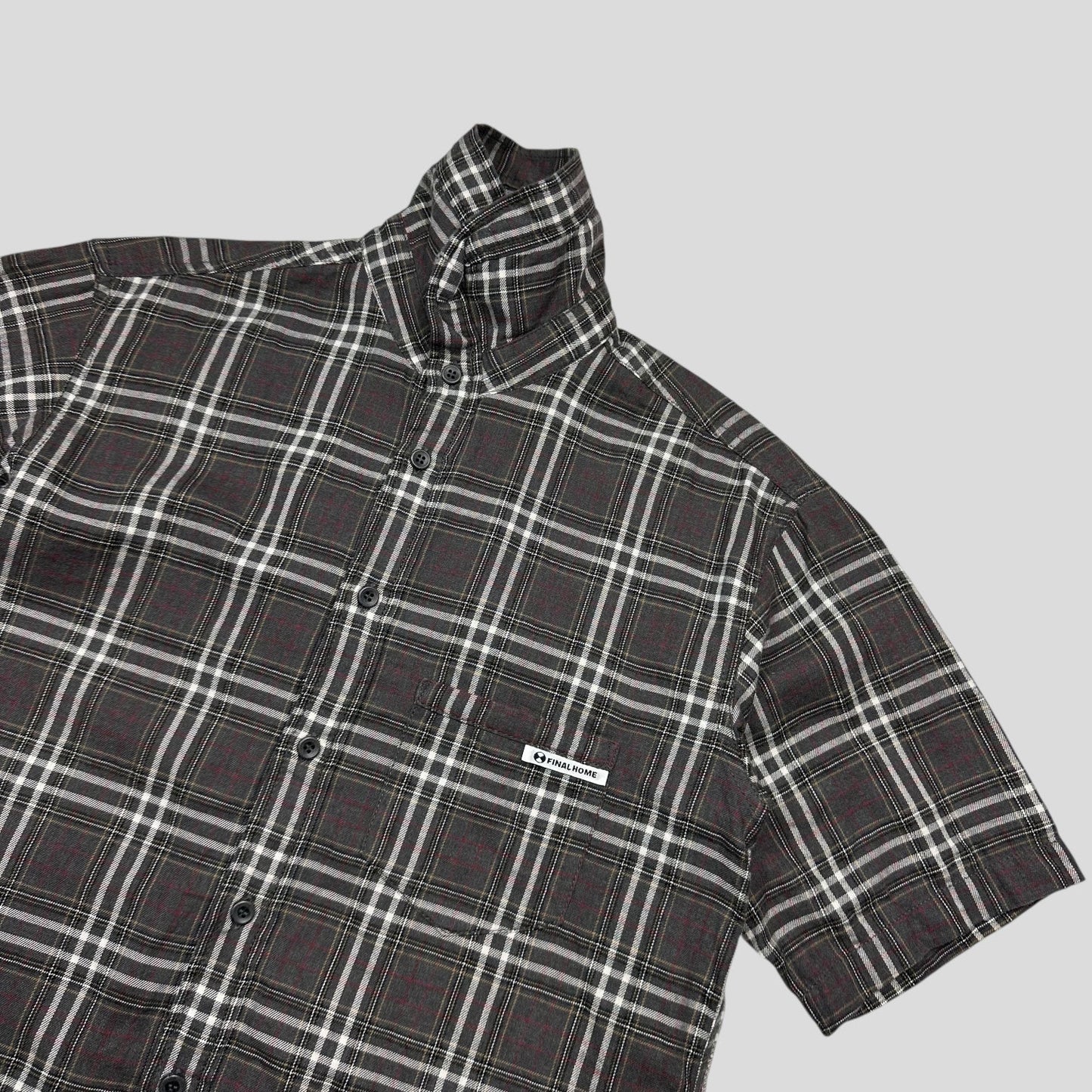 Final Home AW08 Grey Nova Check Pocket Logo Shirt - S