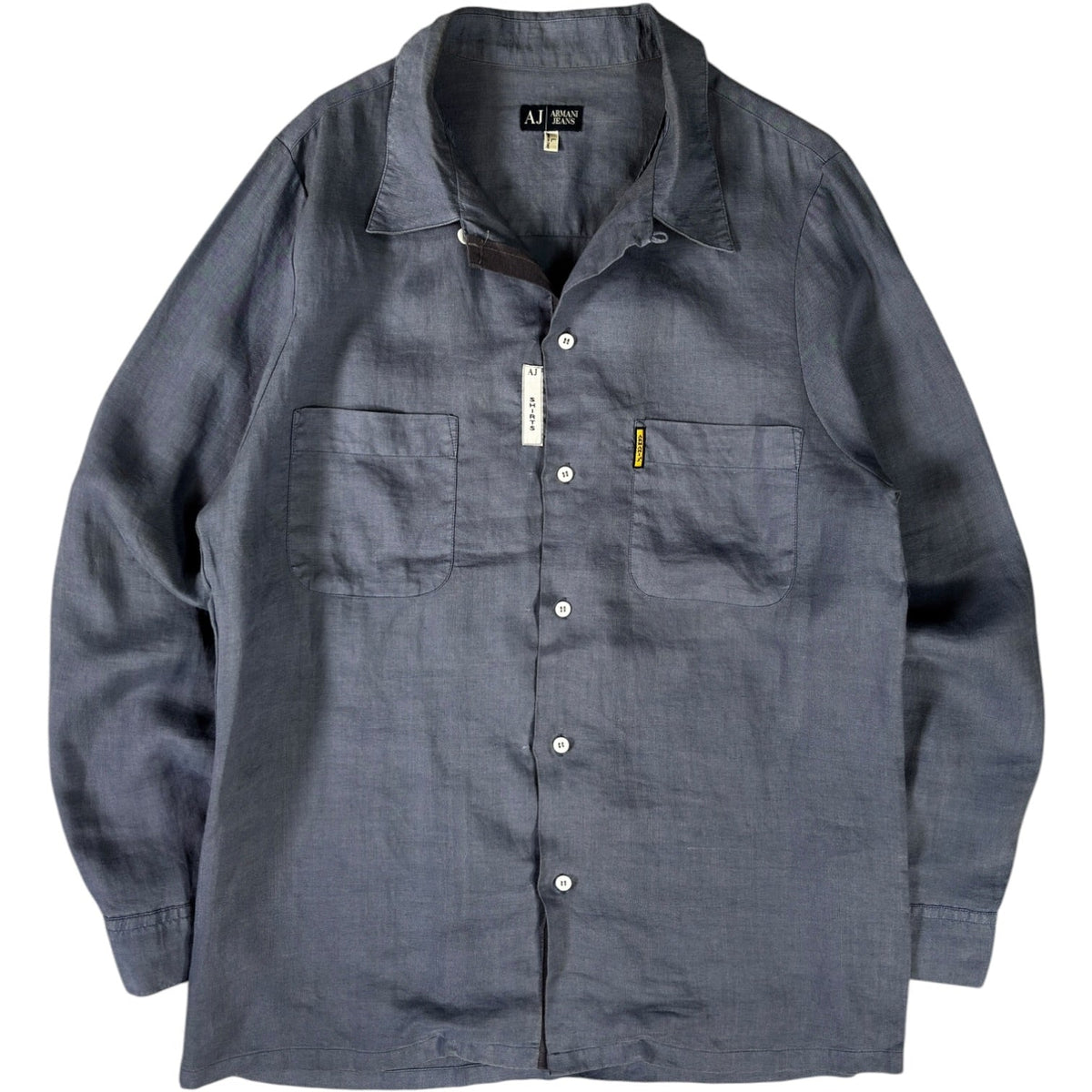 Armani Jeans 00’s Dual Pocket Linen Shirt L | Large, Grey