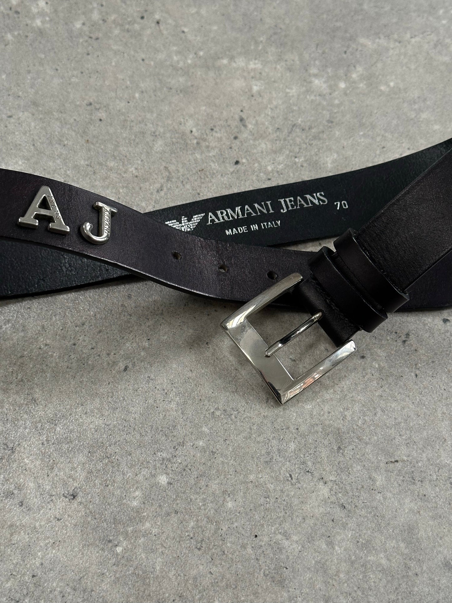 Armani Jeans 2000s Leather Logo Belt - W26-29