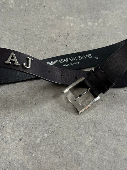 Armani Jeans 2000s Leather Logo Belt - W26-29