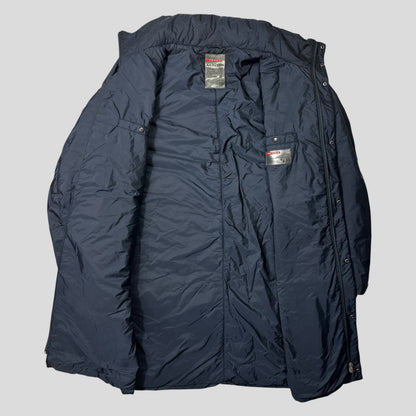Prada 2015 Red Tab Nylon Padded Technical Parka Coat - L/XL | Default Title, Navy