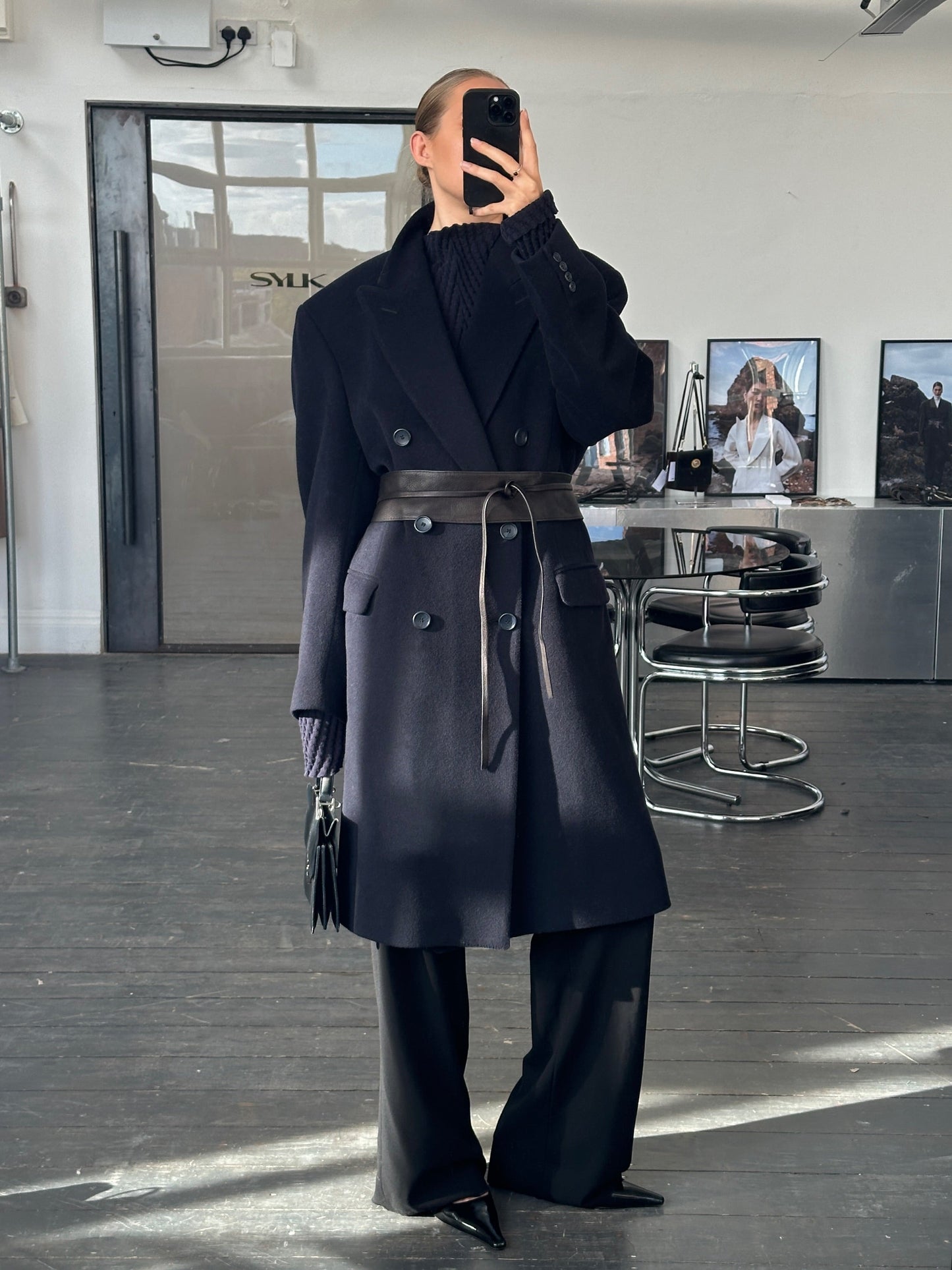 English Vintage 1990s Wool Cashmere Double Breasted Coat - XL