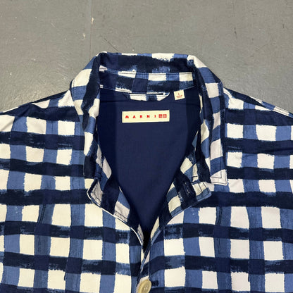 Uniqlo X Marni Collared Check Jacket In Blue & White ( L )
