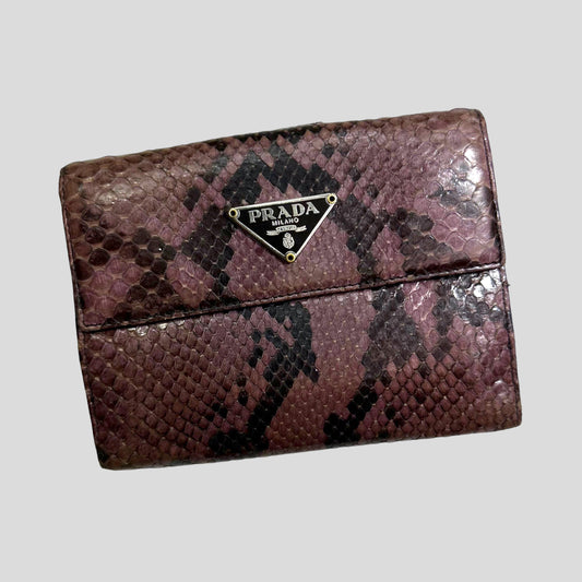 Prada Milano Python Snakeskin Tri-fold Wallet