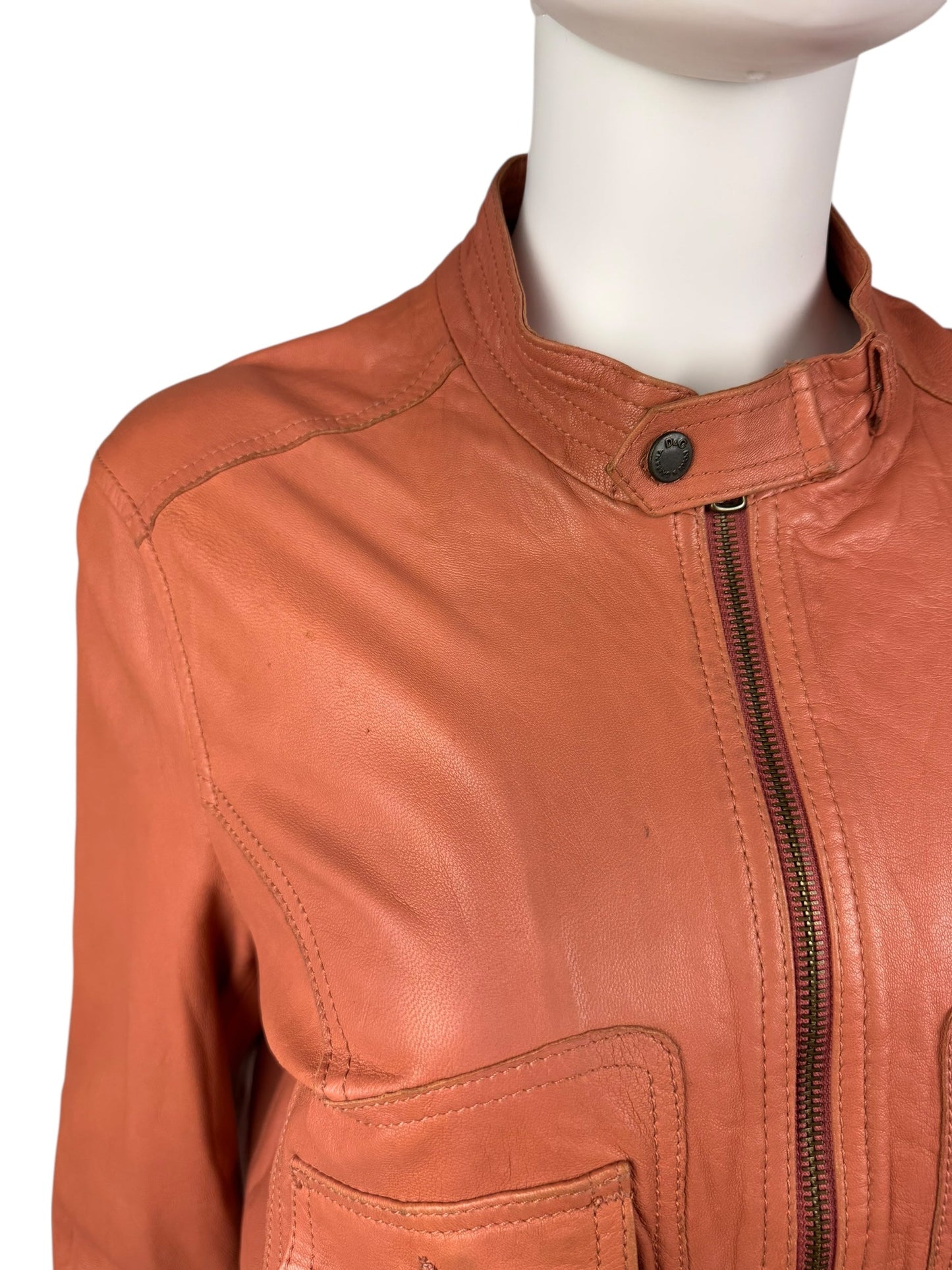 D&G 2000s salmon pink leather utility jacket | Salmon Pink, Salmon Pink